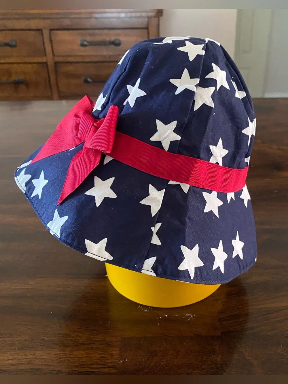 Gymboree Navy Star Print Sun Hat with Red Bow